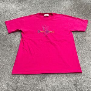 Disneyland Vintage Embroidered Minnie Mouse T-Shirt Womens Large Pink Crew Neck